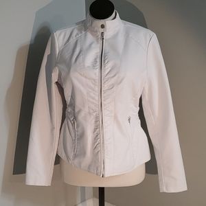 White Faux Leather Moto Jacket NWT